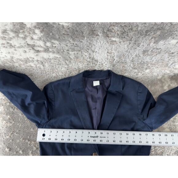 J Crew Womens Size 2 V Neck Blazer Jacket Navy Long Sleeve Button Lined - Picture 6 of 9